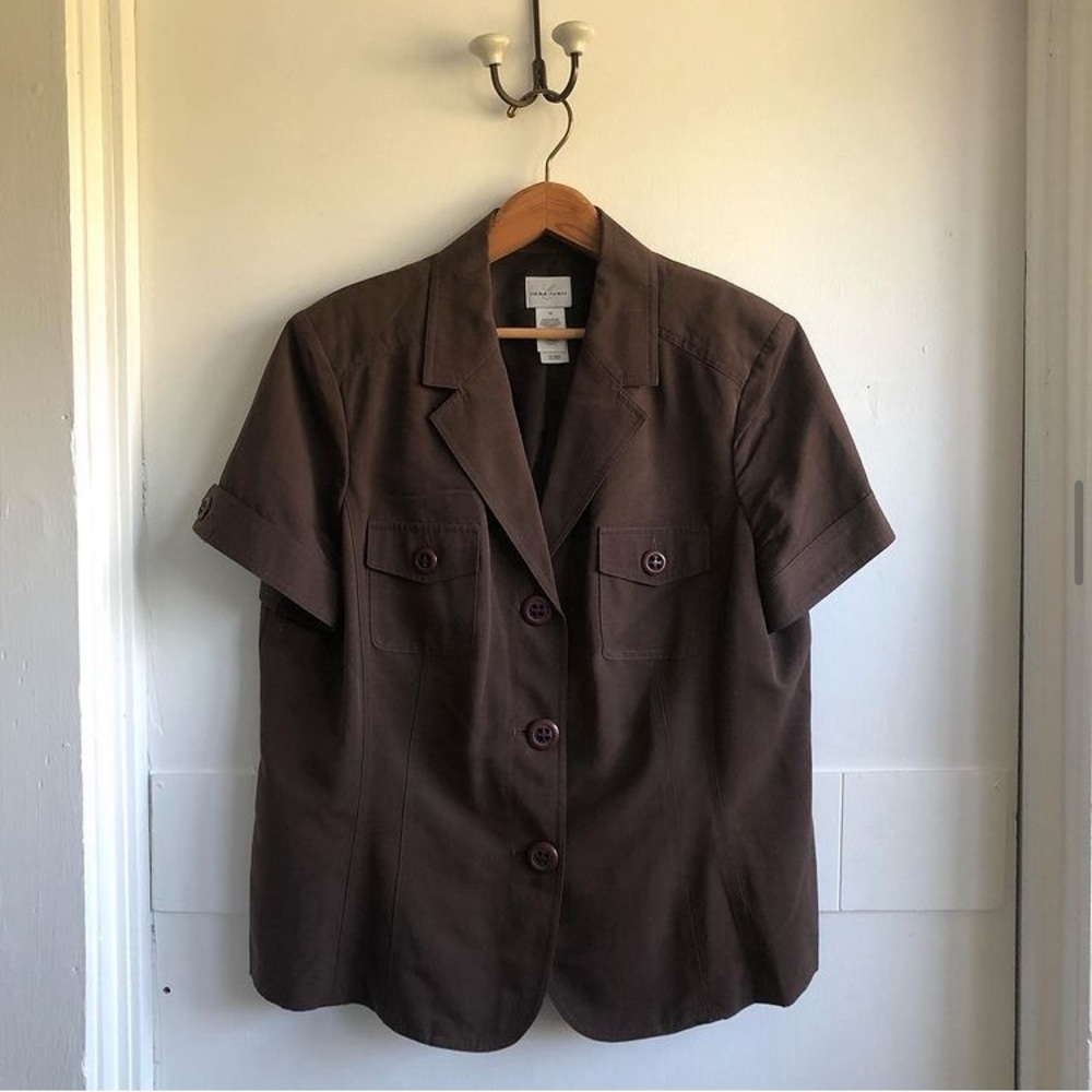 linen blend brown canvas shirt | Emma James size 18